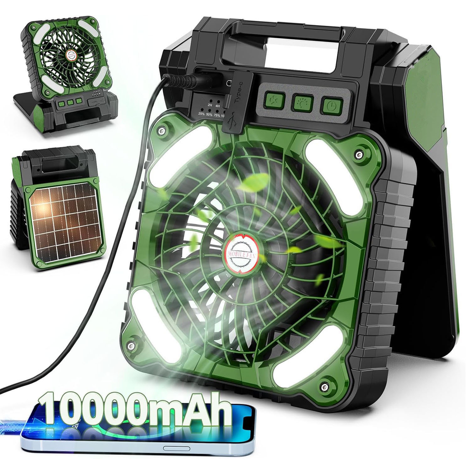 Renewable Energy Fan - 10000Mah Draagbare Camping Led Lantaarn Op
