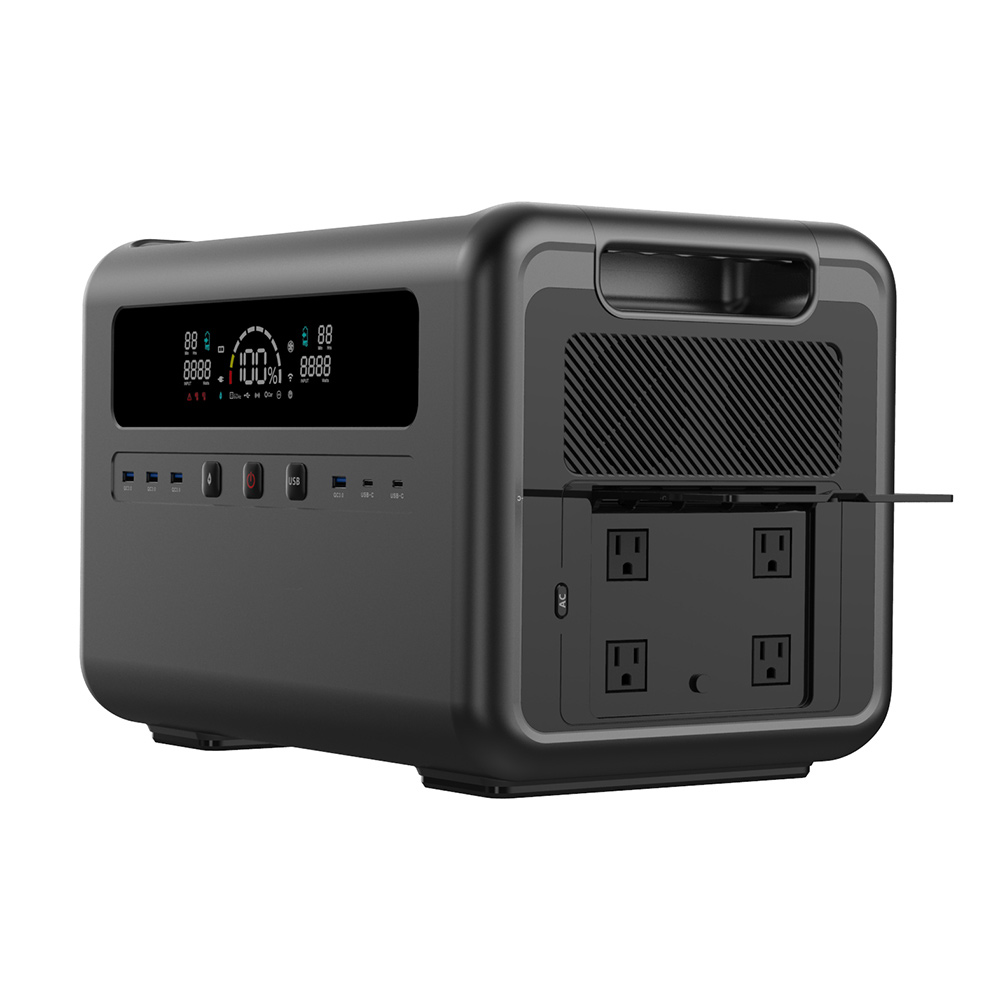 Portable Power Station - 2400W Zonne-energiegenerator, draagbaar krachtstation met grote