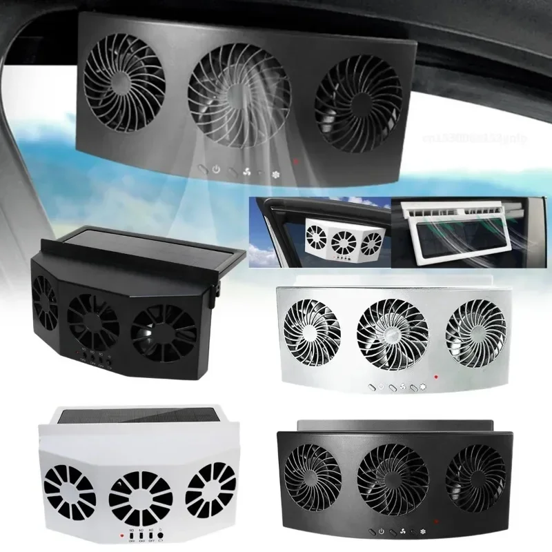 Renewable Energy Fan - 3-kops auto-uitlaatventilator USB oplaadbaar zonne-energie hoge